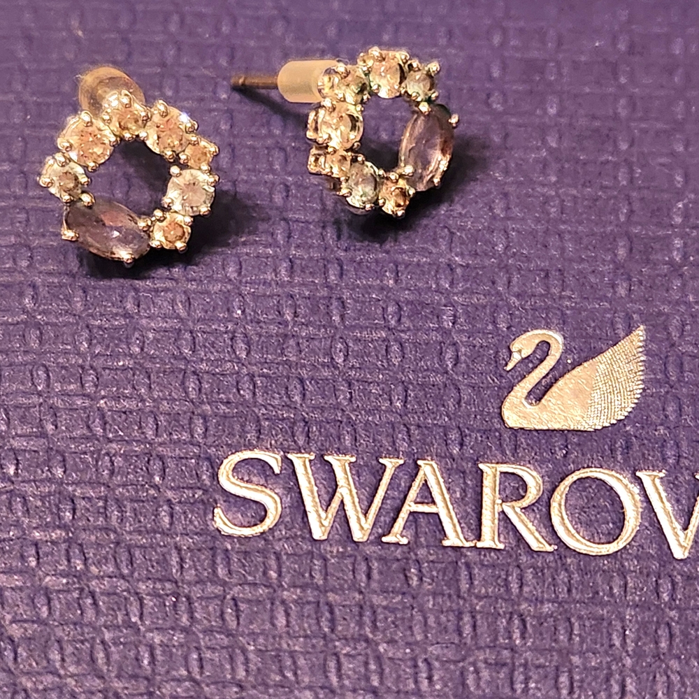 Swarovski Silver and Blue Stud Earrings